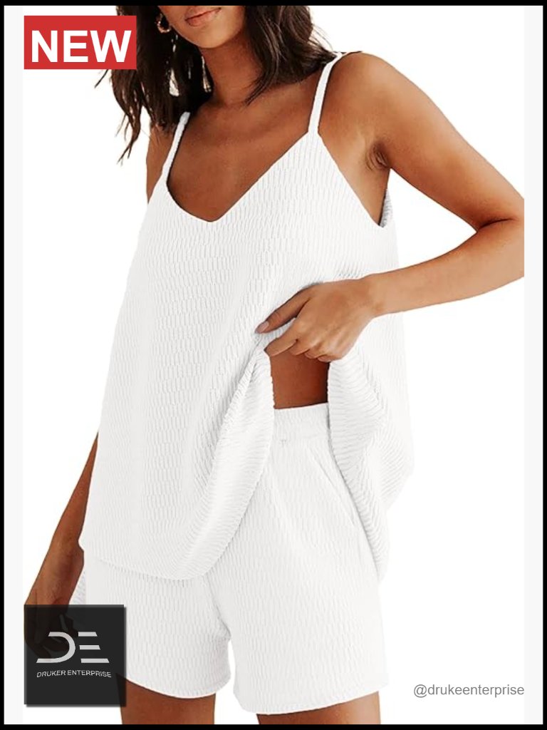 Sleeveless Textured Knit Lounge Set With Pockets